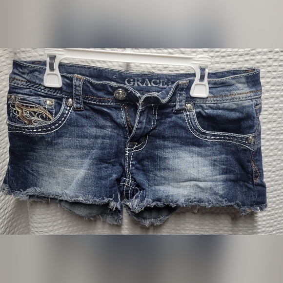 Grace Pants - Grace Distressed Blue Jean Shorts